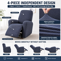 Housse de canapé inclinable simple extensible, lot de 4 pièces, couleur unie, antidérapante, élastique, pour fauteuil, tout compris, pour salon, lavable
