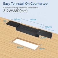 Prise de courant Certification de sécurité en alliage d'aluminium Smart USB Type-C Prise UE Personnaliser la boîte de prise de Table de Type coulissant
