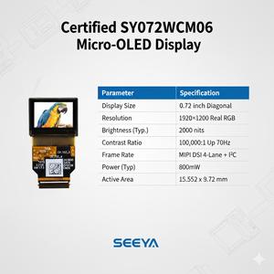 Layar Micro Si-OLED 0.72 inci SY072WCM06 1920x1200 RGB 70Hz Kecerahan Tinggi 2000 Nits untuk VR/AR HMD Digital Viewfinders - Product Image 2