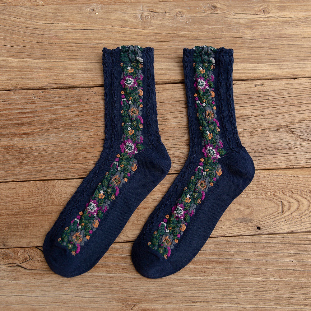 Design bonito Meias de flores femininas Meias por atacado a granel Retro Flores quebradas