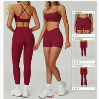 Ensemble 5 pièces CNSHELL : Soutien-gorge dos croisé, débardeur, legging évasé avec poches latérales – Idéal Yoga, Tennis, Activités de plein air et Gym