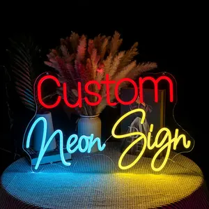 Flex mutlu doğum günü led RGB Logo neon işık tabela harfleri akrilik kelime kapalı dekorasyon olay için LED Neon burcu parti bar hom