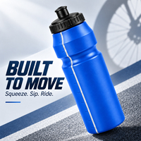 Bouteille d'eau en plastique compressible de 1 L (32 oz) avec marqueur de mesure, logo personnalisé, fabricant de bouteilles de cyclisme, fournisseur OEM ODM