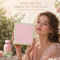 Boîte cadeau de luxe gaufrée motif floral filigrané avec feuille d'or, boîte à parfum deux pièces vert menthe rose personnalisée pour cosmétiques