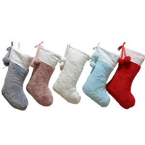 Large Plush Velvet Faux Fur Indoor Canvas Cuff Christmas <b>Stocking</b> for Family Holiday Xmas Ornament - Product Image 4
