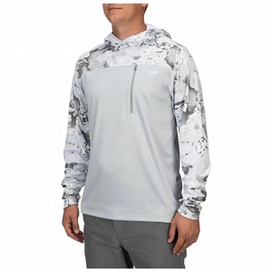 Chemise de pêche à capuche en polyester à manches longues et fermeture éclair avec poche pour hommes - Product Image 2