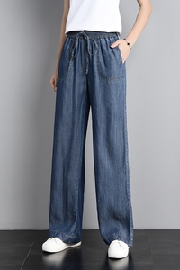 Wholesale Denim <strong>Jeans</strong> Made in China Blue High Waist Loose Wide-legged <strong>Jeans</strong> Pants for <strong>Women</strong> - Product Image 6
