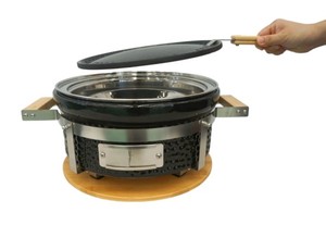 <span class=keywords><strong>Barbecue</strong></span> de table portable de style <span class=keywords><strong>japonais</strong></span> Kamodo rond en céramique avec base en bambou pour <span class=keywords><strong>barbecue</strong></span> et cuisine en plein air - Product Image 3