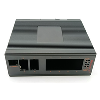 Boîtier en aluminium extrudé anodisé noir avec ailettes de refroidissement verticales complètes et support de rail DIN pour coque de PC industriel sans ventilateur