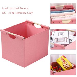 Contenitore portaoggetti in tessuto all'ingrosso con manici in legno e base rigida, pieghevole, per scaffali e armadi - Offerte uniche - Product Image 2
