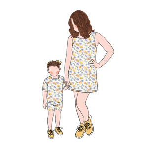 Su misura di bambù estate mamma e io famiglia abbinati abiti per bambine pantaloncini a manica corta Set per bambino e madre - Product Image 2