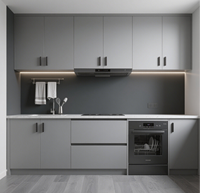 Lemari Dapur Modern Custom-Built Balom Tipe Island RTA Papan Melamin Warna Sesuai Pesanan Engsel Interior Dapur Modern