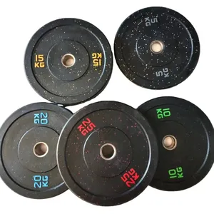 Hot Sale Gym Custom Fitness geräte Schwarz Gummi Hi-Temp Gewichtheben Stoßstange Platte Set mit Krümel