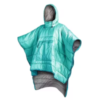 Poncho en nylon ultraléger, cape, sweat à capuche, se transforme en sac de couchage rembourré en duvet de canard pour adultes, camping 3 saisons