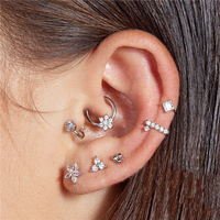 Neuer Vergoldeter 925 Sterling Silber Trendiger Einzelner Zirkon Knorpel-Piercing Schmuck Ohrring Geschenk Party