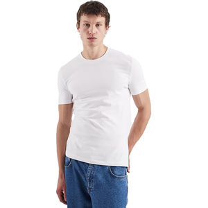 T-shirt da uomo girocollo in cotone di alta qualità, personalizzabile con stampa logo, vestibilità aderente, 100% cotone, colore bianco - Product Image 1
