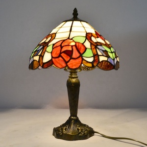 LongHuiJing 10 Inch Mediterranean Cone Stained Glass LED Lamp AC Simple Eco-Friendly Flexible Warm White Table <b>Light</b> Living - Product Image 4