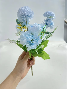 Bouquet de fleurs artificielles haut de gamme, 7 têtes, style européen, pivoines, marguerites, hortensias colorés, pour la maison, <span class=keywords><strong>mariage</strong></span>, extérieur, décoration <span class=keywords><strong>DIY</strong></span> - Product Image 3