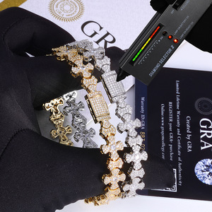 Bracelets à maillons croisés en Moissanite GRA, style urbain, en Argent S925, entièrement sertis de pierres, personnalisables, bijoux rap, fournisseur d'usine - Product Image 6