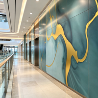 Panneau mural imperméable personnalisé avec revêtement UV, directement de l'usine, pour la décoration des bâtiments commerciaux, des hôtels, des spas, des centres commerciaux et des chambres.