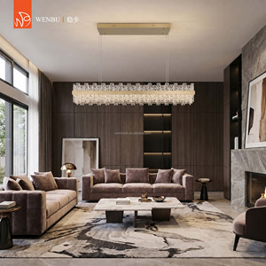 Lámpara Colgante LED Rectangular de Cristal Hecha a Mano de Lujo para Vestíbulo de Villa - Product Image 6