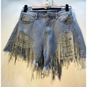 <span class=keywords><strong>2022</strong></span> <span class=keywords><strong>été</strong></span> Offre Spéciale femmes taille haute Denim Shorts strass glands mode diamant perles bleu clair à la mode femmes Denim Shorts - Product Image 4