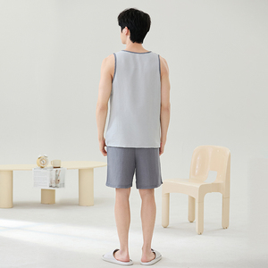 <span class=keywords><strong>Pigiama</strong></span> da <span class=keywords><strong>Uomo</strong></span> LongD in Maglia, Canotta e <span class=keywords><strong>Pantaloncini</strong></span>, 100% Poliestere, Abbigliamento Casual per Casa, Traspirante, Morbido, Confortevole, Delicato sulla Pelle - Product Image 6