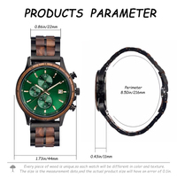 Jam Tangan Kayu Walnut dengan Kaca Mineral Kuarsa, Logo Custom, Fungsi Kronograf, Tahan Air