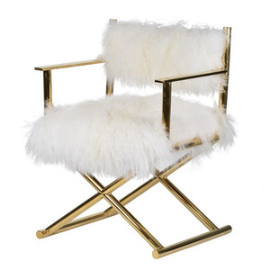 كرسي أريكة عصري فاخر من الفولاذ المقاوم للصدأ مع فرو صناعي لغرف المعيشة في الشقق الصغيرة - Product Image 5