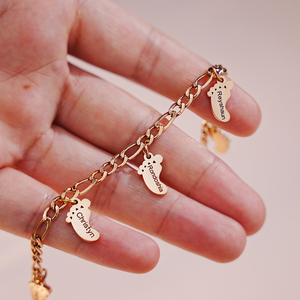 Personalized Name Engraving Baby Footprint Charm Bracelets for <strong>Sister</strong> Family <strong>Gift</strong> Grandma Mother's Birthday Jewelry <strong>Gift</strong> - Product Image 3