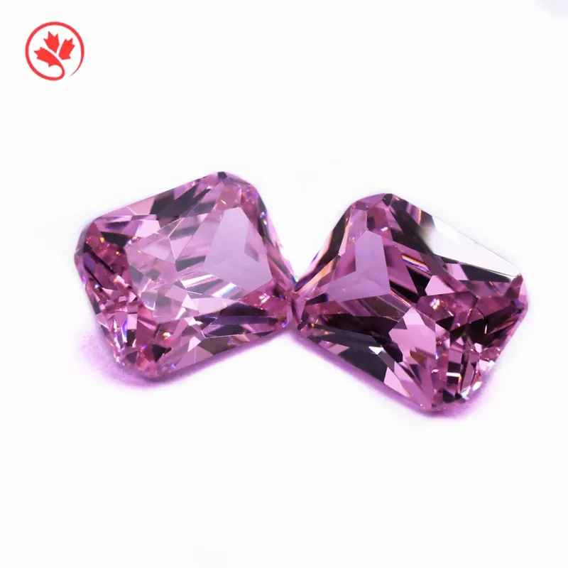 Redleaf Gems Synthetic zircon pink rectangle CZ Stone loose cubic zirconia stones