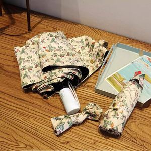 Parapluie de protection solaire automatique pliable double usage pour femme, motif lapin et cœur, système Mori en caoutchouc noir par Girls - Product Image 1