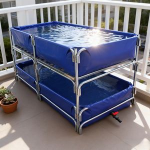 Réservoir de poissons rond polyvalent avec cadre de tuyau, pour l'aquaponie, l'écloserie de poissons et les étangs d'exposition - Product Image 1