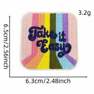 Nouveau Patch Brodé Coloré de Dessins Animés avec Message d'Encouragement en Anglais pour Vêtements - Product Image 3