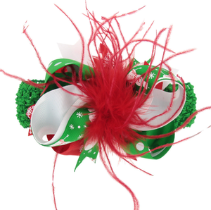 Atacado de Acessórios de Cabelo Infantis Personalizados para Natal: Presilha de Cabelo e Tiara com Laço de Plumas Rosa, Dupla Utilização, Laço Complexo - Product Image 2