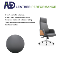 Chaise de bureau de direction de luxe à dossier haut en cuir PU, ergonomique, avec base et roulettes en aluminium