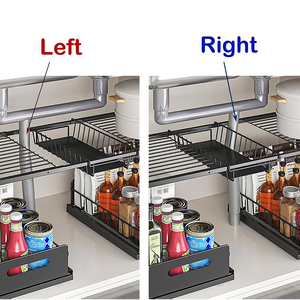 <span class=keywords><strong>Organisateur</strong></span> d'armoire <span class=keywords><strong>sous</strong></span> évier extensible 3-en-1 avec tiroir, accessoires de rangement coulissants pour cuisine et garde-manger - Product Image 3