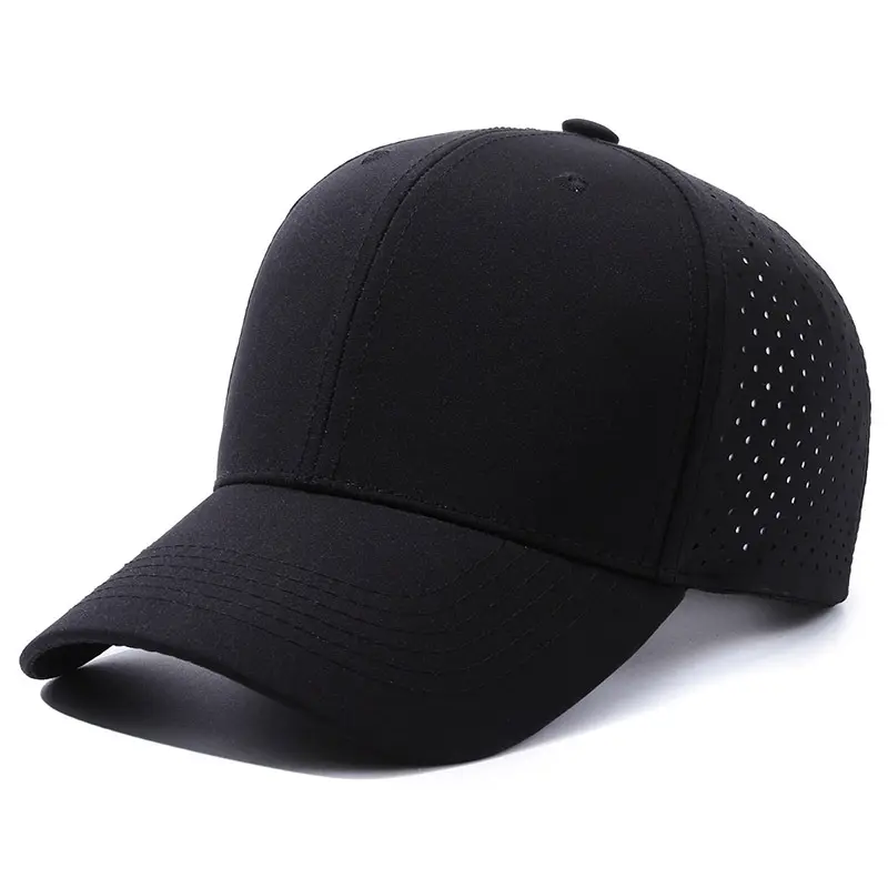 Cappello da baseball in cotone cappello strutturato impermeabile nero blu con foro laser a rete