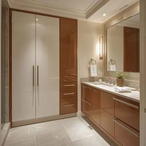 Meuble de salle de bain en bois moderne, design moderne de luxe, ensemble de meuble-lavabo de salle de bain, élégant meuble de rangement de salle de bain, meubles-lavabos - Product Image 2