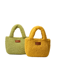 Mini sac fourre-tout en polaire bouclée Teddy, tons chauds automne-hiver, léger, haute qualité, en polyester doux, portable, pour le quotidien