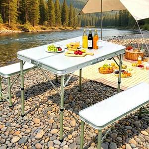Ensemble de <span class=keywords><strong>table</strong></span> et chaises de <span class=keywords><strong>camping</strong></span> portables en aluminium léger et robuste, 1 <span class=keywords><strong>table</strong></span> et 2 chaises pliantes, style <span class=keywords><strong>valise</strong></span> - Product Image 5