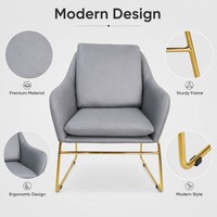 Fauteuil de lecture à accoudoirs le plus vendu, chaise de loisirs avec structure métallique, chaise individuelle en tissu pour salon, maison, hôtel, café