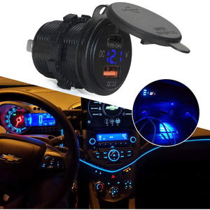 Nhà Máy Giá loại C + PD kép USB QC3.0 xe máy kỹ thuật số vôn kế/xe sạc ổ cắm với LED - Product Image 6