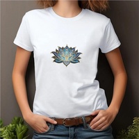 Badge brodé personnalisé motif lotus, fleur thermocollante, applique de luxe bleu et or pour vêtements de yoga, vestes, sacs, décoration DIY
