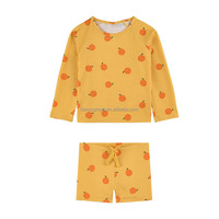 Vente en gros Enfants Bébés Imprimé Une Pièce Uv Costume Garçons Élastique Cordon Short De Bain Rash Guard Ensemble