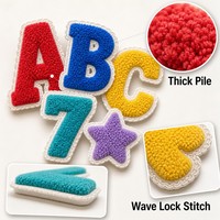 Lot de 5 patchs personnalisés en chenille avec lettres, alphabet universitaire, thermocollants ou à coudre, pour écoles, clubs, vente en gros