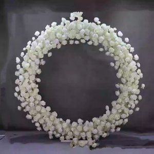 Arche de mariage en tissu blanc, arche de fleurs en soie, arche de mariage en forme de O, décoration d'arche de mariage en fleurs de soie - Product Image 3