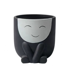 Macetas de cerámica <span class=keywords><strong>con</strong></span> diseño creativo de <span class=keywords><strong>cara</strong></span> sonriente y logotipo personalizado para plantas de interior y exterior, macetas multicolores - Product Image 4