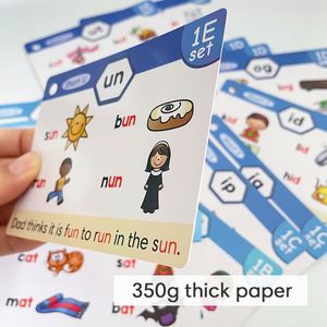 Tarjetas de aprendizaje fonético en inglés personalizadas para jardín de infantes, con mezclas CVC y sonidos de vocales largas, seguras y duraderas, para palabras de vista y ortografía. - Product Image 3