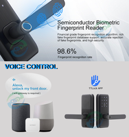 Serrure de porte intelligente TTLock, lecteur d'empreintes digitales biométriques, lecteur de cartes RFID, déverrouillage à distance sans clé, électrique, WiFi, via l'application Tuya, poignée intelligente
